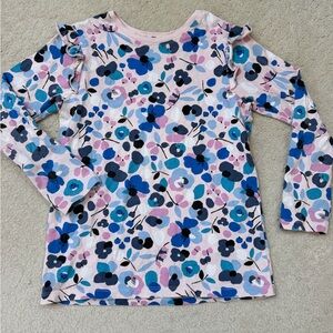 Tea Collection Blue and Pink Floral Long Sleeve Tee